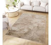 TAPISO Crystal Area Rug Short Pile Abstract Modern Marble Brown Beige 3D Effect Living Room Bedroom Durable OEKO-TEX Carpet Size - 160 x 220 cm (5ft3 x 7ft3)