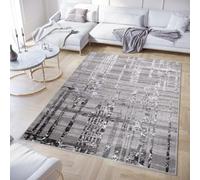 TAPISO Crystal Area Rug Short Pile Modern Dark Grey Stripes Abstract 3D Effect Living Room Bedroom Durable OEKO-TEX Carpet Size - 300 x 400 cm (9ft10 x 13ft1)