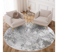 TAPISO Crystal Round Area Rug Short Pile Abstract Modern Marble Light Grey 3D Effect Living Room Bedroom Durable OEKO-TEX Carpet Size - 80 x 80 cm (2ft7 x 2ft7)