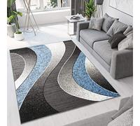 TAPISO Dream Area Rug Living Room Bedroom Short Pile Modern Dark Grey Blue Waves Durable Carpet Size - 120 x 170 cm (3ft11 x 5ft7)