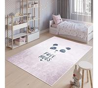 TAPISO Emma Area Rug Children Kids Room Bedroom Play Mat Pink Panda Anti-Slip Durable Carpet Size - 160 x 230 cm (5ft3 x 7ft7)