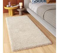 TAPISO Essence Carpet Runner Shaggy Long Pile Beige Plain One Colour Bedroom Living Room Nursery Durable Area Rug OEKO-TEX Size - 70 x 300 cm (2ft4 x 9ft10)
