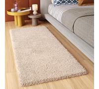 TAPISO Essence Carpet Runner Shaggy Long Pile Dark Beige Plain One Colour Bedroom Living Room Nursery Durable Area Rug OEKO-TEX Size - 70 x 300 cm (2ft4 x 9ft10)