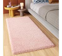 TAPISO Essence Carpet Runner Shaggy Long Pile Pink Plain One Colour Bedroom Living Room Nursery Durable Area Rug OEKO-TEX Size - 120 x 200 cm (3ft11 x 6ft7)