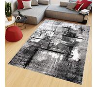 TAPISO Maya Area Rug Short Pile Black Grey Cream Flecked Paint Modern Abstract Living Room Bedroom Nursery Durable OEKO-TEX Carpet Size - 250 x 350 cm (8ft2 x 11ft6)