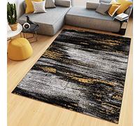 TAPISO Maya Area Rug Short Pile Yellow Black Grey Modern Abstract Flecked Living Room Bedroom Nursery Durable OEKO-TEX Carpet Size - 160 x 220 cm (5ft3 x 7ft3)