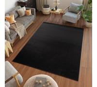 TAPISO Mono Area Rug Indoor Short Pile Plain Black Living Room Bedroom Kitchen Nursery Durable OEKO-TEX Carpet Size - 180 x 250 cm (5ft11 x 8ft2)
