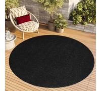 TAPISO Mono Round Area Rug Indoor Outdoor Short Pile Plain Black Living Room Bedroom Kitchen Durable OEKO-TEX Carpet Size - 100 x 100 cm (3ft3 x 3ft3)