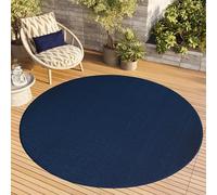 TAPISO Mono Round Area Rug Indoor Outdoor Short Pile Plain Blue Navy Living Room Bedroom Kitchen Durable OEKO-TEX Carpet Size - 240 x 240 cm (7ft10 x 7ft10)
