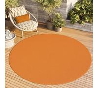 TAPISO Mono Round Area Rug Indoor Outdoor Short Pile Plain Orange Living Room Bedroom Kitchen Durable OEKO-TEX Carpet Size - 200 x 200 cm (6ft7 x 6ft7)