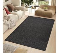TAPISO Nizza Area Rug Anthracite Melange Anti-Slip Washable Loop Plain Monochrome Living Room Bedroom Durable OEKO-TEX Carpet Size - 160 x 220 cm (5ft3 x 7ft3)