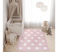 TAPISO Pinky Kids Area Rug Bedroom Children Room Teenager Pink White Dots Durable Carpet Play Mat Size - 80 x 150 cm (2ft7 x 4ft11)