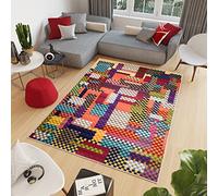TAPISO Salsa Area Rug Living Room Bedroom Modern Abstract Patchwork Multicolour Durable Carpet Size - 200 x 300 cm (6ft7 x 9ft10)