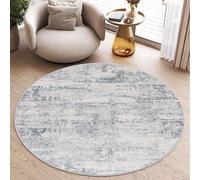 TAPISO Sky Area Round Rug Abstract Flecked Multicolour Blue Cream Grey Faded Modern Living Room Bedroom Nursery Durable OEKO-TEX Carpet Size - 120 x 120 cm (3ft11 x 3ft11)