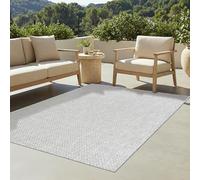 TAPISO Verano Area Rug Outdoor Indoor Waterproof Large Rug Gray Melange Modern Rug for Terrace Balcony Garden Patio Durable OEKO-TEX Carpet Size - 140 x 200 cm (4ft7 x 6ft7)