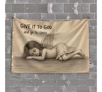 Tapistreys for Room Give It to God and Go to Sleep: A Serene Angel's Lullaby Tapestry Tapestries Room Decor Wall Decor for Dorm(100X150CM)