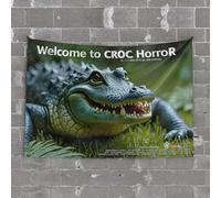Tapistreys for Room Welcome to Croc Horror: A Spine-Chilling Adventure in The Wild Tapestry Funny Sogns Tapestry for Bedroom(100X150CM)