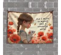 Tapistreys for Room Whispering Wonders: A Child's Heartfelt Reflection Amidst Nature' Tapestry Decorations for Bedroom Man Cave Rules(75X100CM)