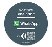 TAPiTAG 70mm Round Whatsapp Messaging Tag with NFC & QR - NO Subscription Required - Tap to Chat Instantly, NFC & QR Code Contact Card for Business, No App Required, iPhone & Android Compatible