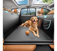 Tapizado Back Seat Extender for Dogs with PU Leather, Detachable Hard Bottom Car Seat Cover for Dogs Holds 400lbs, Large Space Backseat Extender for Dogs, Dog Hammock for Car, SUV with Mesh Window
