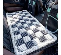Tapizado Back Seat Pet Bed Mat, Dog Car Bed for Large Dogs, Deluxe Plush Travel Beds with Anti-Slip Bottom, Custom Fit for Backseat Extenders and Seat Covers, Gray&White