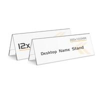 TAPKUA Table Name Badge Holder for A4, Pack of 12, Transparent Table Stand, 105 x 300 mm, Double-Sided Roof Shape, Name Plate for Conference, Wedding, Desk (Pack of 12)