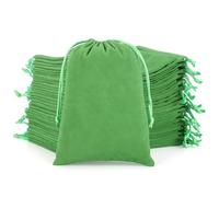 Tapleap Velvet Cloth Drawstring Crown Royal Bag, Green 5x7 inches Tarot Card Pouch, Or Wrapping July Fourth Gift, Mojo, Jewelry, Bracelet(50 Pcs)