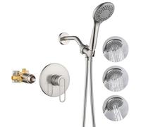 Taplong High Pressure Shower Faucet Set 3 Modes Handheld Shower Head Single Handle with Valve Shower Panel Set Brushed Nickel Shower Faucets -TP048BN