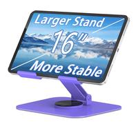 TAPMEI Metal Tablet Stand, Adjustable 360° Rotation Tablet Holder Compatible with 4-16" Tablet Such as iPad Pro Air, iPad Mini, Tab S11 10, Surface Pro 12 (Purple)