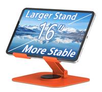 TAPMEI Metal Tablet Stand, Adjustable 360° Rotation Tablet Holder Compatible with 4-16" Tablet Such as iPad Pro Air, iPad Mini, Tab S11 10, Surface Pro 12 (Orange)