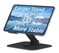 TAPMEI Metal Tablet Stand, Adjustable 360° Rotation Tablet Holder Compatible with 4-16" Tablet Such as iPad Pro Air, iPad Mini, Tab S11 10, Surface Pro 12 (Black)