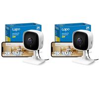 Tapo C110 2K 3MP Indoor Camera House Security, WiFi, No Monthly Fee, AI Detection, Dog Puppy, Baby Monitor, 2-way Talk, Advanced Night Vision, Works with Alexa & Google (Pack of 2)