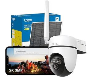 Tapo C615G Wireless Outdoor Wi-Fi Camera Kit with Solar Panel, with SIM 4G LTE, Pan/Tilt, 2K 3MP, AI Person/Animal/Vehicle Detection, 360° Tracking, Colour Night Vision
