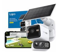 Tapo C645D KIT 2K 3MP Dual Lens Solar Security Camera Outdoor Wireless,Smart AI Outdoor Camera,Night Colour,Ultra Wide Angle,Live Stream CCTV,IP65,Alexa,Google Home,Flexible Storage,No Monthly fee
