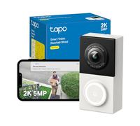 Tapo D130 2K 5MP Doorbell Camera Wired, AI Detection,180° Head-to-Toe View, Video Doorbell, No Monthly Fee, 2 Way Audio, IP65 Colour Night View, Ring Chime Included, Google/Alexa, Easy Installation