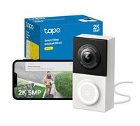 Tapo D130 2K 5MP Doorbell Camera Wired, AI Detection,180° Head-to-Toe View, Video Doorbell, No Monthly Fee, 2 Way Audio, IP65 Colour Night View, Ring Chime Included, Google/Alexa, Easy Installation