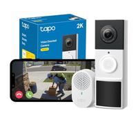 Tapo D210 Doorbell Camera Wireless 2K 3MP Ultra-Clear Doorbell Camera, Battery Video Doorbell Wireless, Ring Chime Included, Color Night, TP-Link Free AI Detection,IP65,6-Month Battery,No Monthly Fee