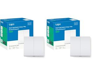 Tapo S220 Smart Light Switch 2 Gang 1 Way, Remote Control Smart Switch, Voice Control, Away Mode, No Neutral Needed, Battery included, Alexa Light Switch, Work with Alexa & Google, Tapo Hub Required