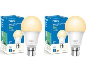 Tapo Smart Bulb, Smart Wi-Fi LED Light, B22, 8.7W, Energy Saving, Works with Amazon Alexa and Google Home, Dimmable Soft Warm White, No Hub Required L510B [Energy Class F] (Pack of 2)