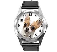 TAPORT® BEVERLY HILLS CHIHUAHUA Quartz Watch BLACK Leather Band