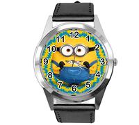 TAPORT Black Leather Round Quartz Watch for Animation Fans E2