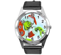 TAPORT® Black Leather Round Quartz Watch for Christmas Fans E2