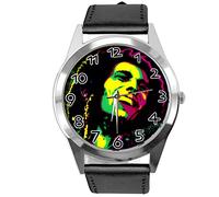 TAPORT Black Leather Round Watch for Reggae Fans