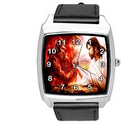TAPORT Black Leather Square Devil vs Jesus Watch