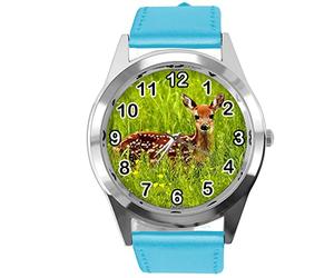 TAPORT Blue Leather Round Watch for Deer Fans