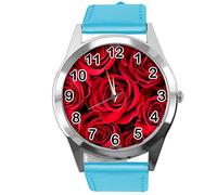 TAPORT Blue Leather Round Watch for Flowers Fans e1