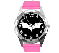 TAPORT Hot Pink Leather Round Watch for Action Movie Fans E2