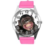 TAPORT hot Pink Leather Round Watch for Fans of Monkey