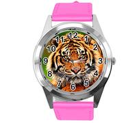 TAPORT® HOT Pink Leather Round Watch for Tiger Fans