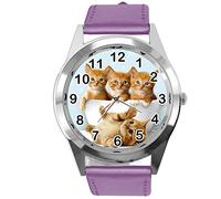 TAPORT® Kittens Quartz Watch Purple Leather Band